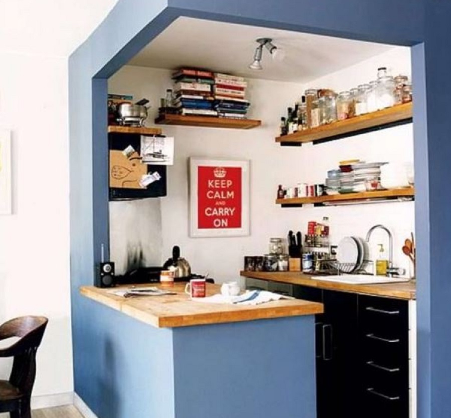 Dapur Minimalis Kotak Dengan Partisi 