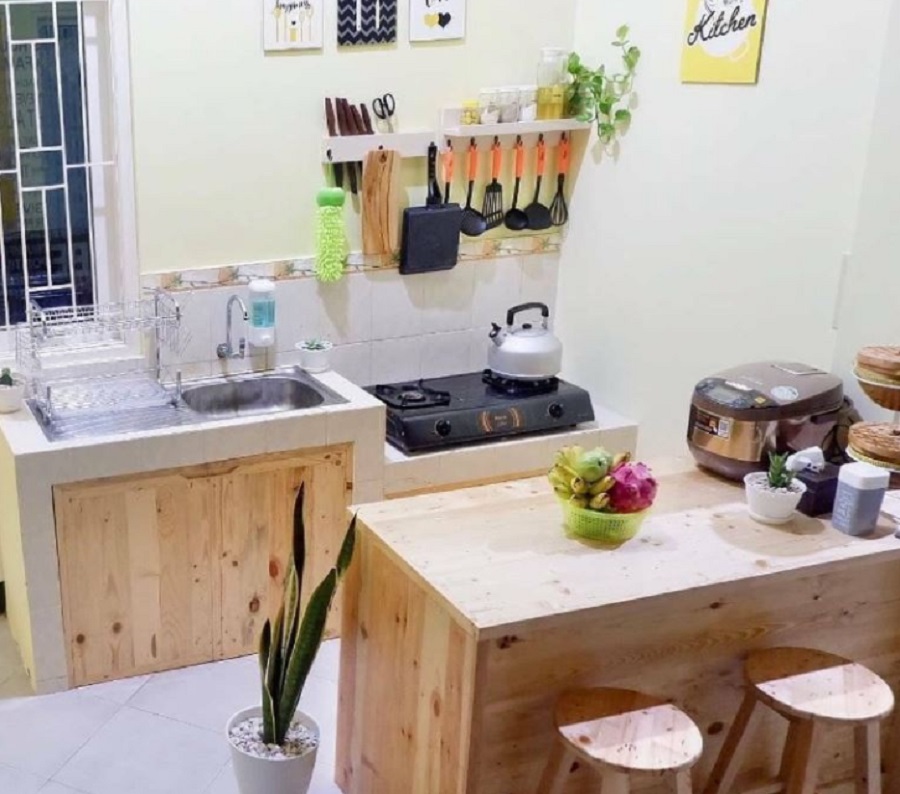 
Dapur Minimalis Menyatu Dengan Meja Makan 