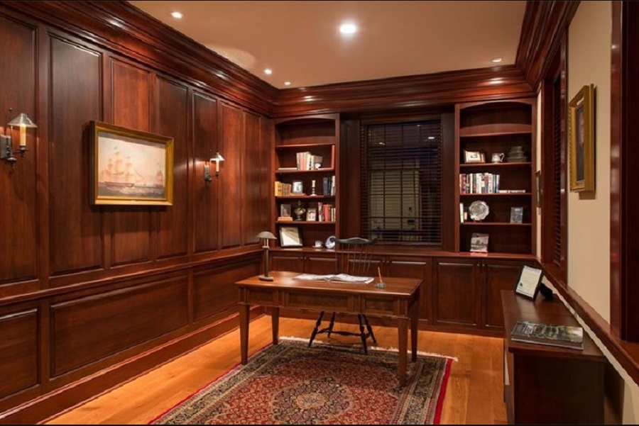 Ruang Kerja Minimalis dengan Material Kayu