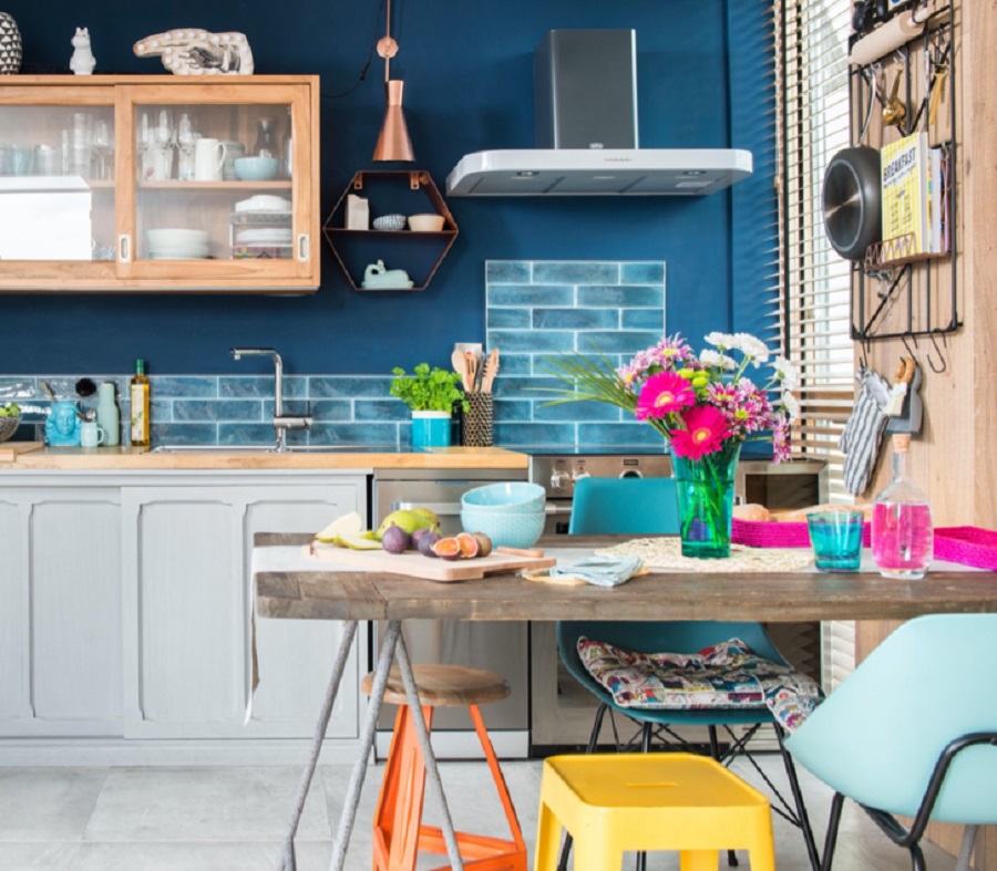 Desain Dapur dan Ruang Makan Jadi Satu Sederhana Sudut Rustic